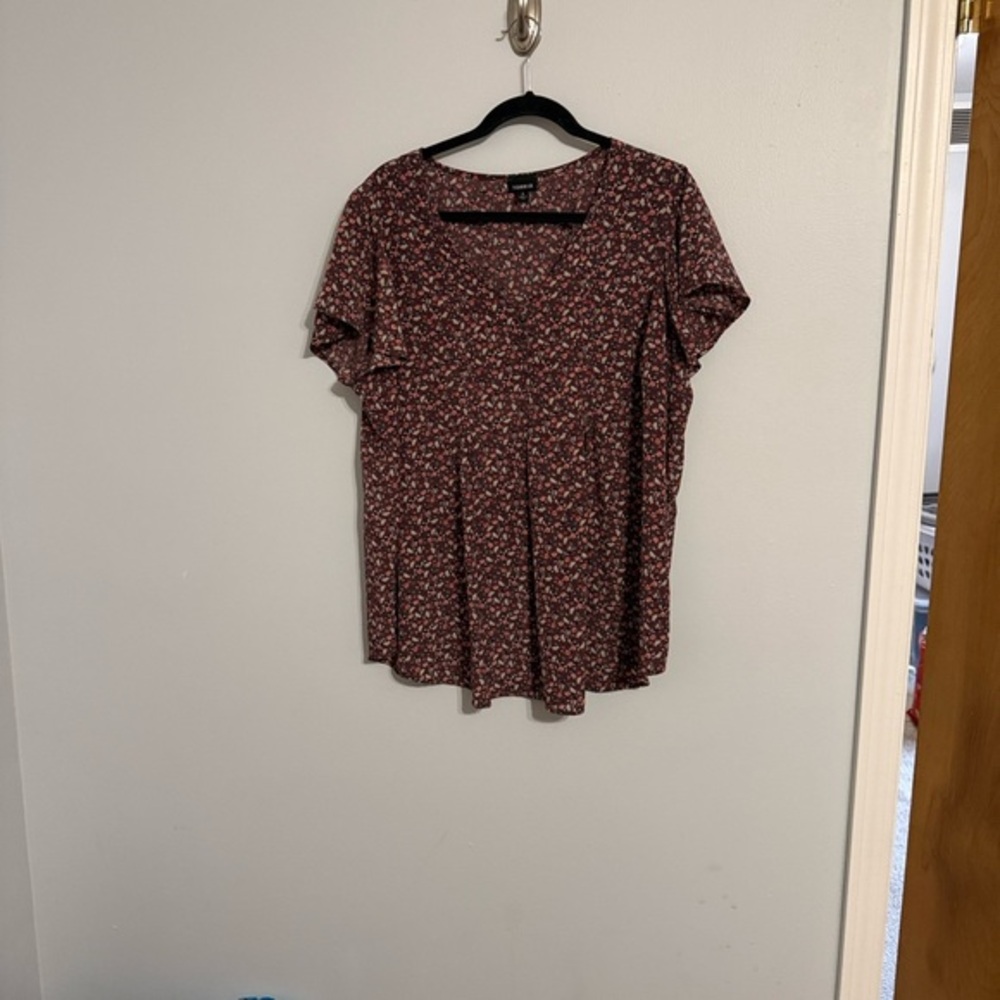 Torrid Harper Purple Flutter Sleeve Blouse - Size 2 / 2X - Georgette Popover